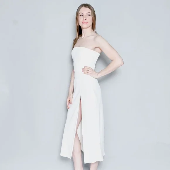 AMANDA UPRICHARD Ivory Mandy Strapless Midi Dress - Picture 6 of 7